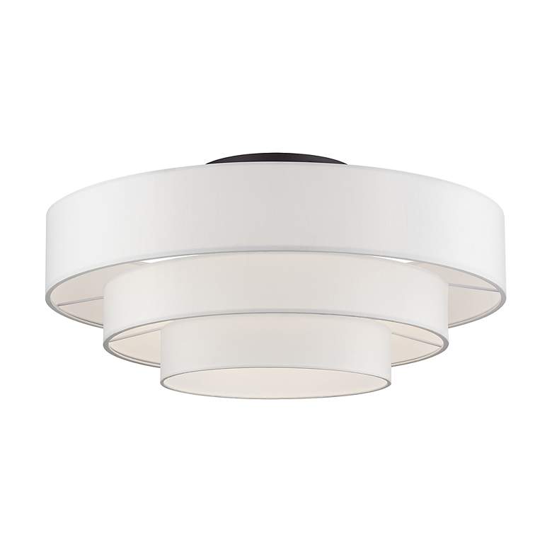Image 3 5 Light Bronze Semi-Flush with Off-White Shades more views