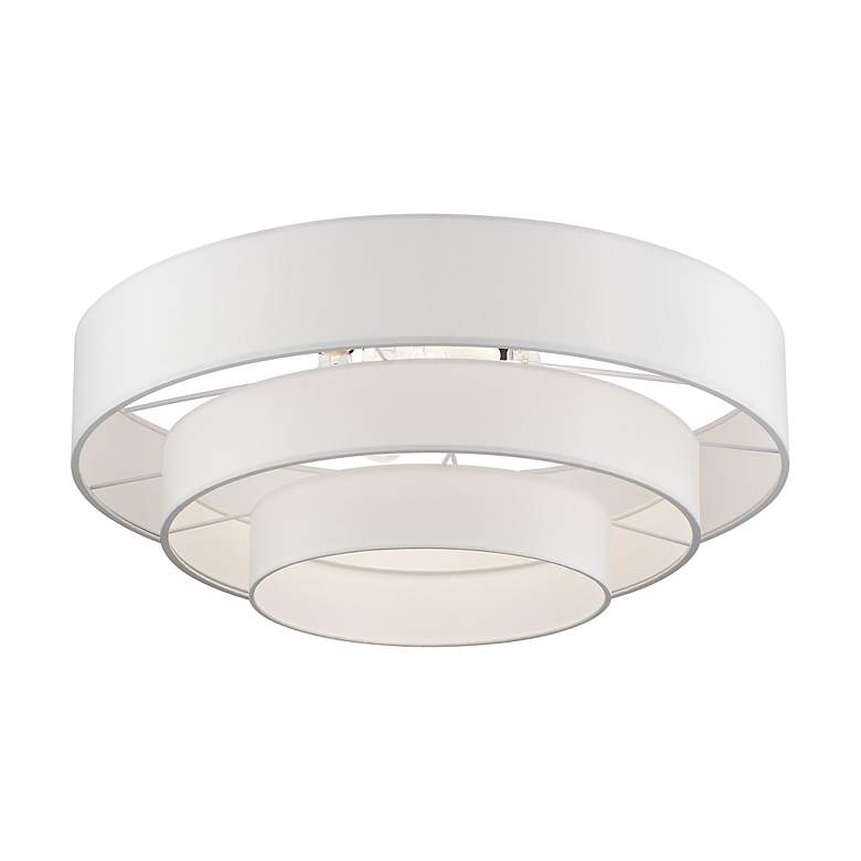 Image 4 5 Light Bronze Semi-Flush with Off-White Shades more views