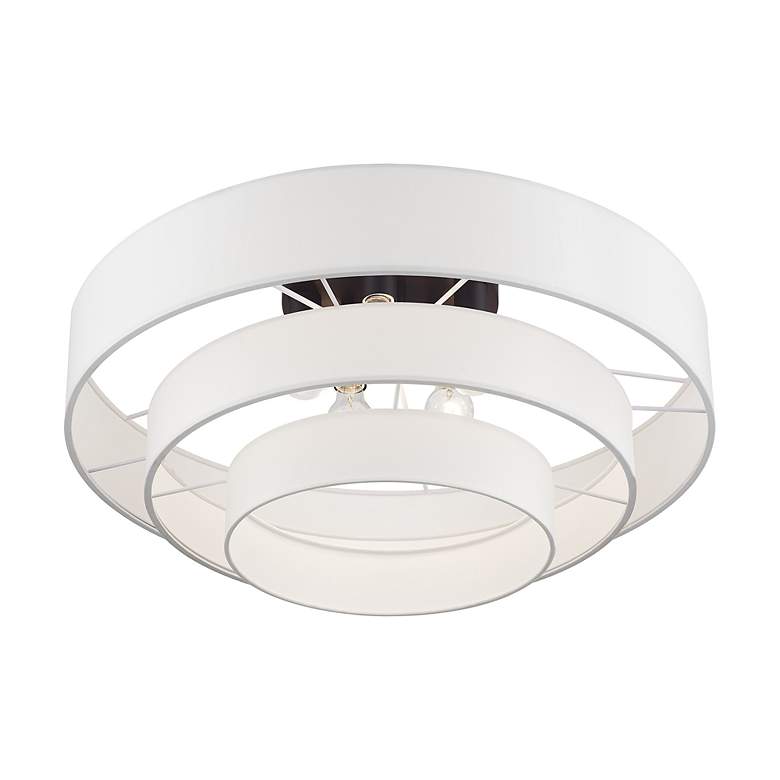 Image 5 5 Light Bronze Semi-Flush with Off-White Shades more views