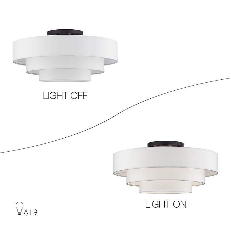 Image 7 5 Light Bronze Semi-Flush with Off-White Shades more views