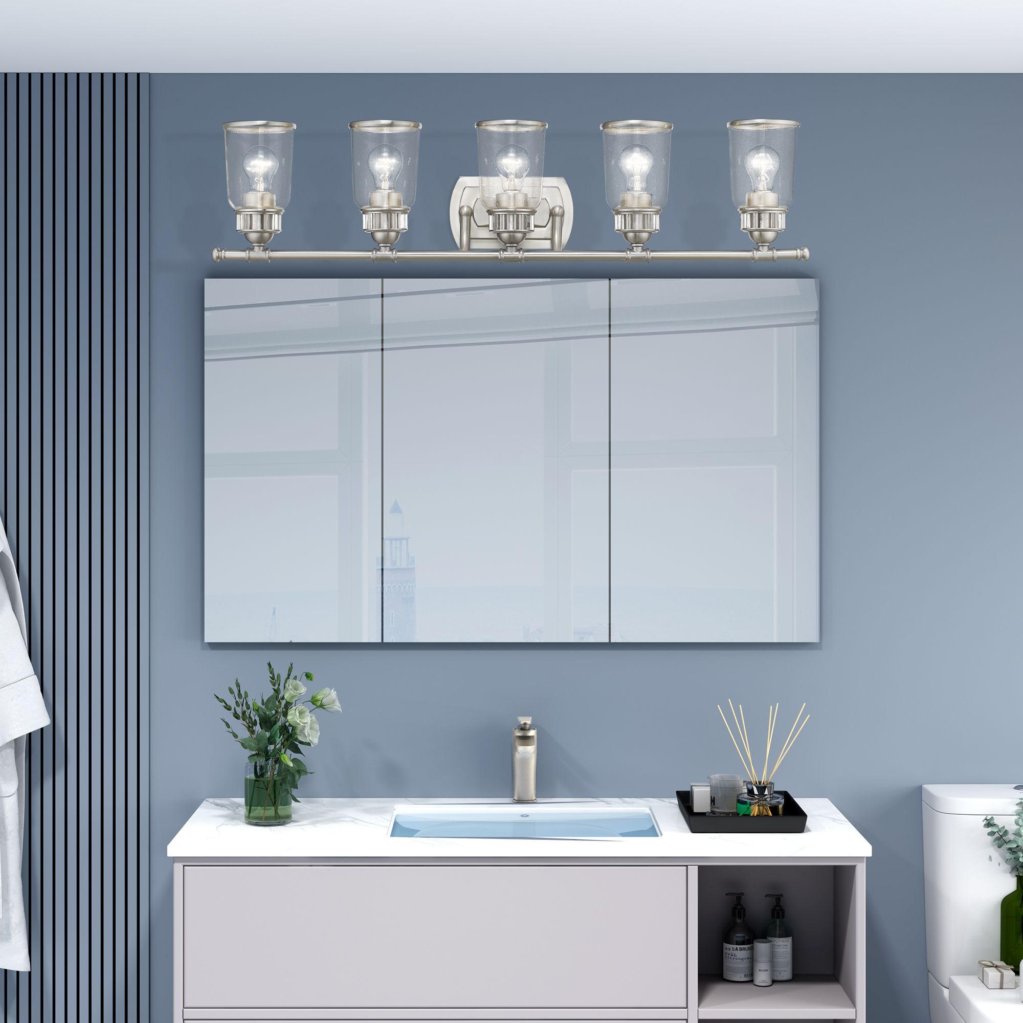 5 Light Brushed Nickel Bath Vanity