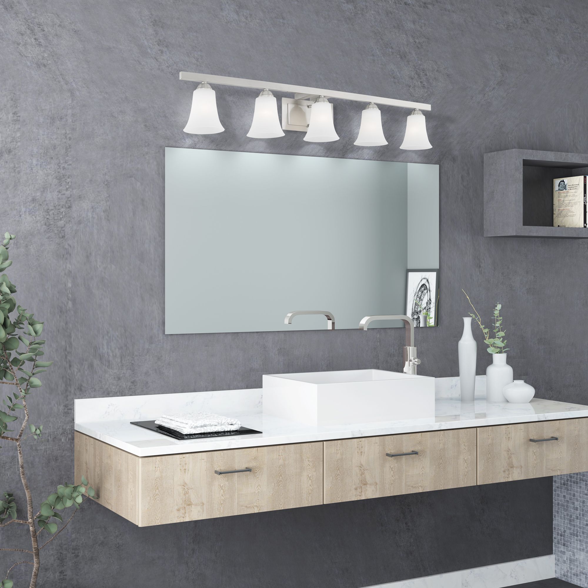 5 Light Brushed Nickel Bath Vanity