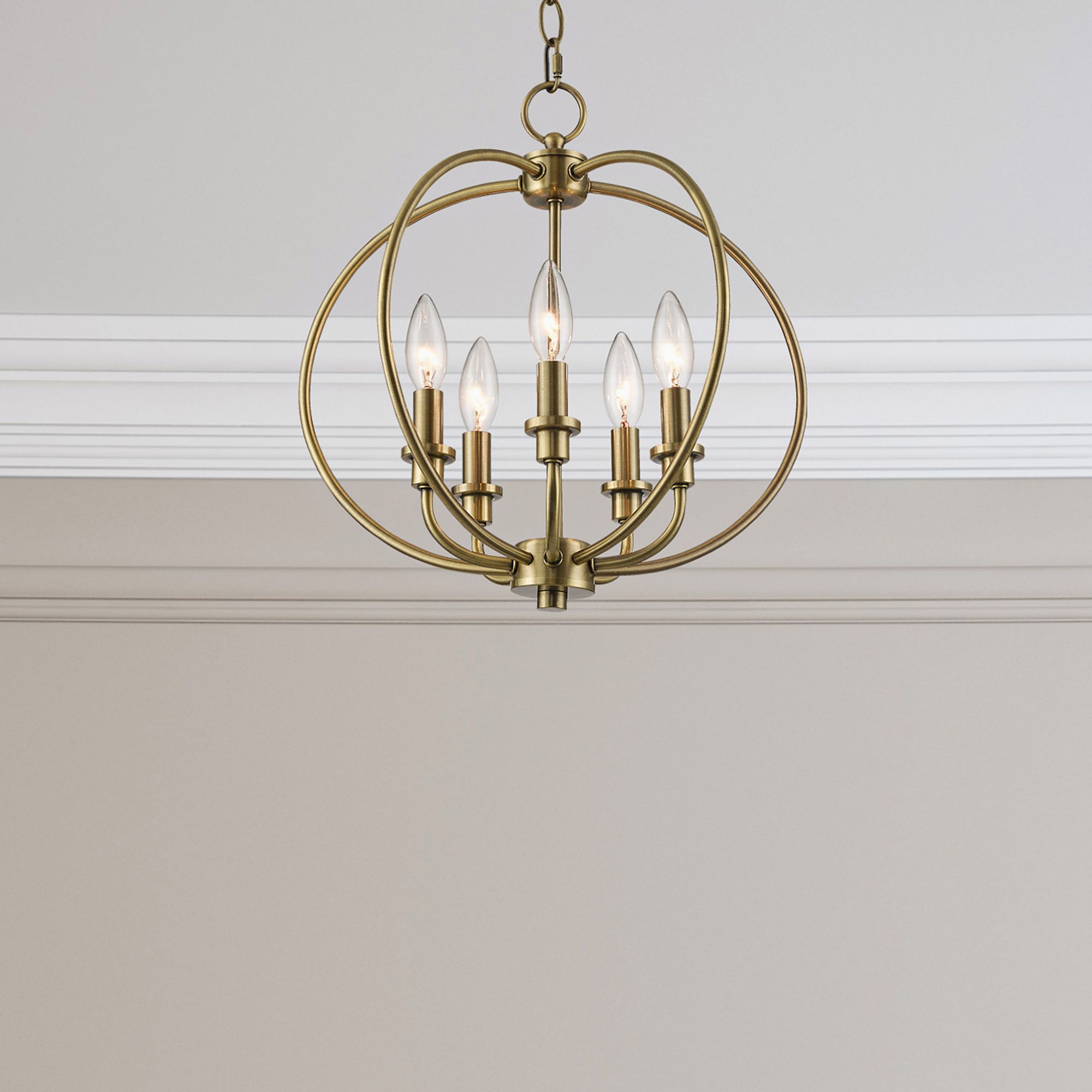 5 Light Brushed Nickel Chain Lantern