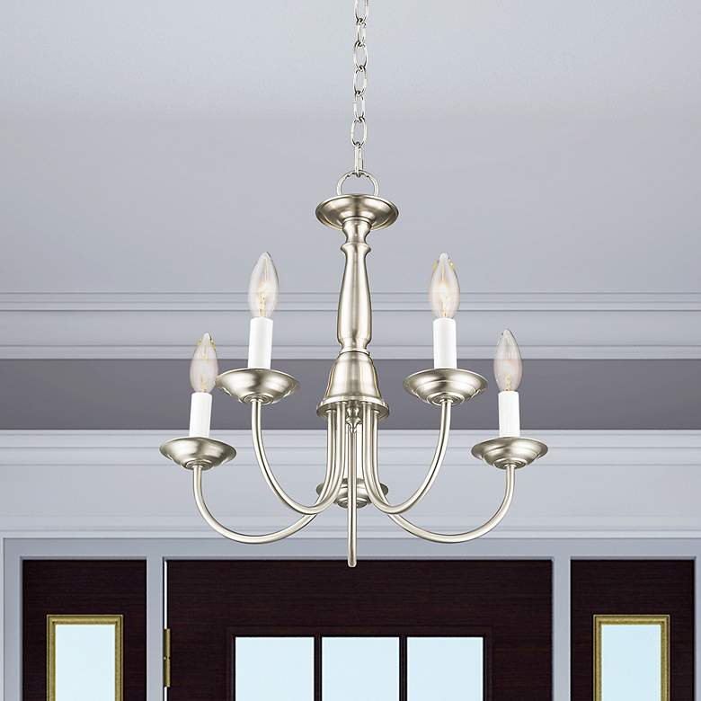 Image 1 5 Light Brushed Nickel Chandelier