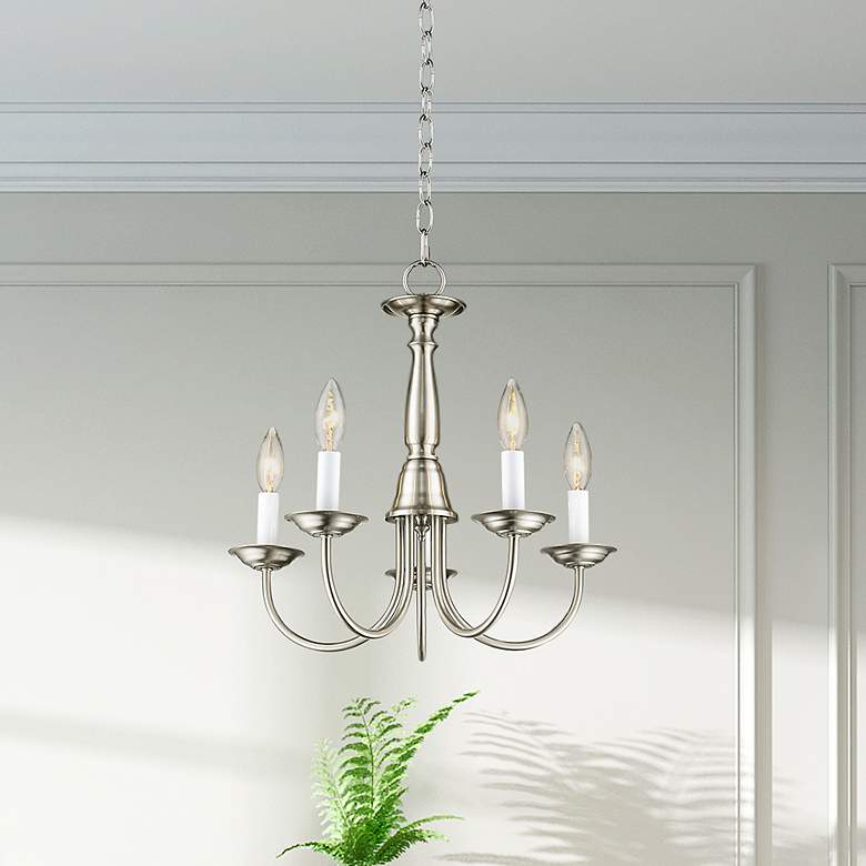 Image 7 5 Light Brushed Nickel Chandelier more views