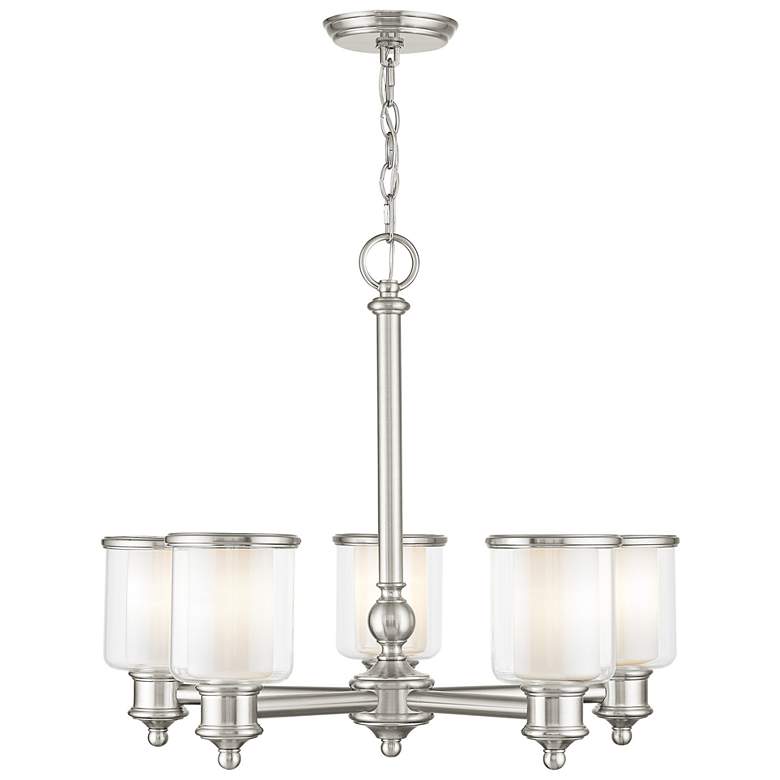 Image 1 5 Light Brushed Nickel Chandelier