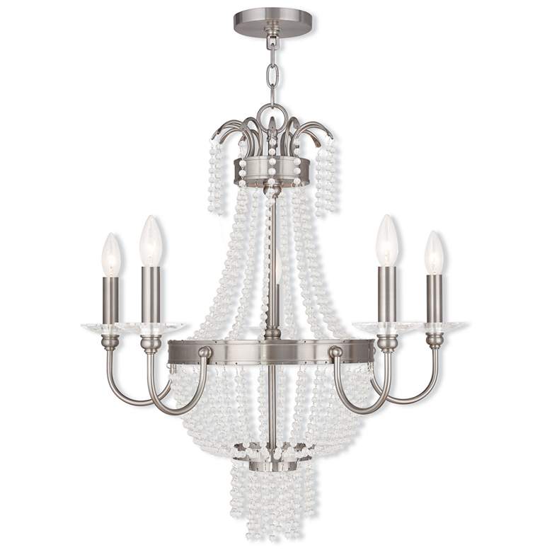 Image 1 5 Light Brushed Nickel Chandelier