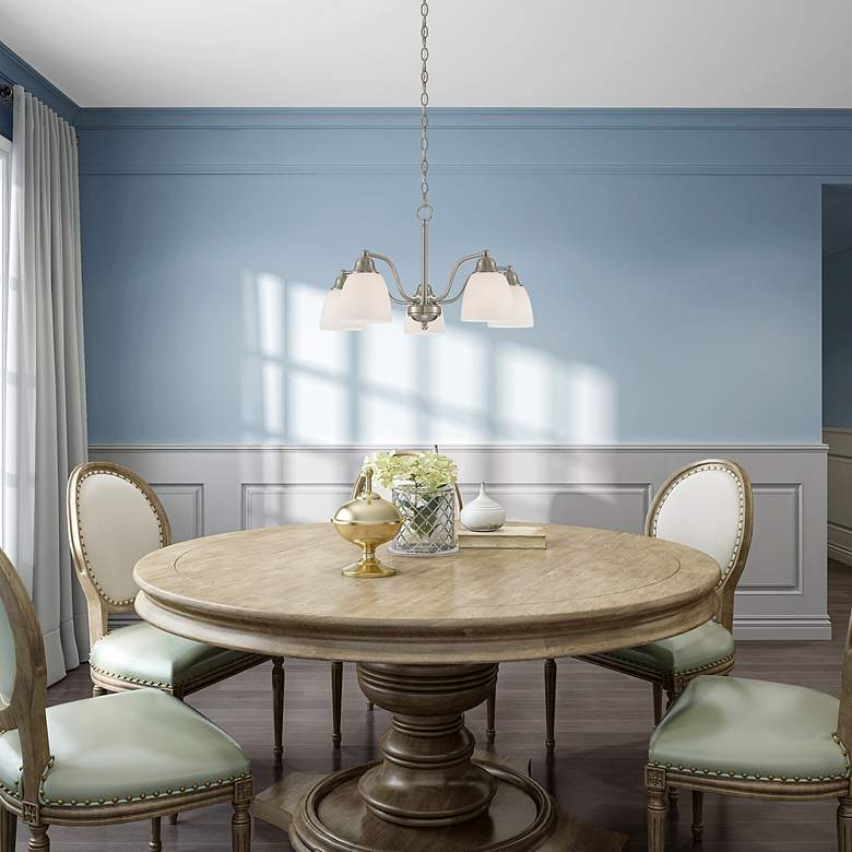 Image 7 5 Light Brushed Nickel Convertible Dinette Chandelier/Ceiling Mount more views