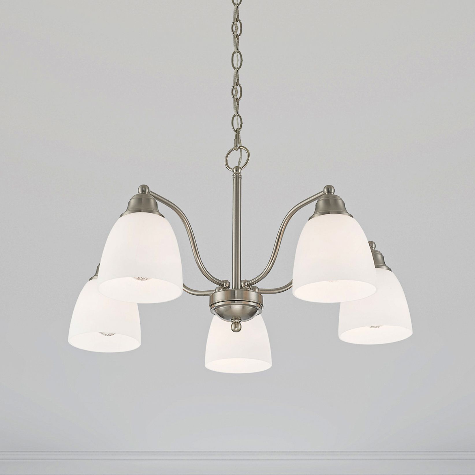 5 Light Brushed Nickel Convertible Dinette Chandelier/Ceiling Mount