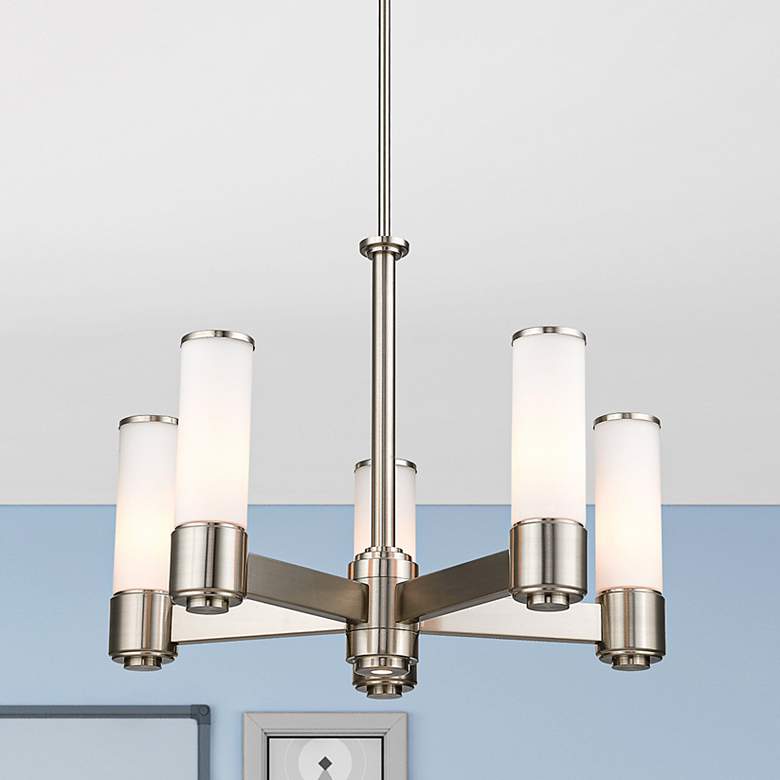 Image 1 5 Light Brushed Nickel Dinette Chandelier