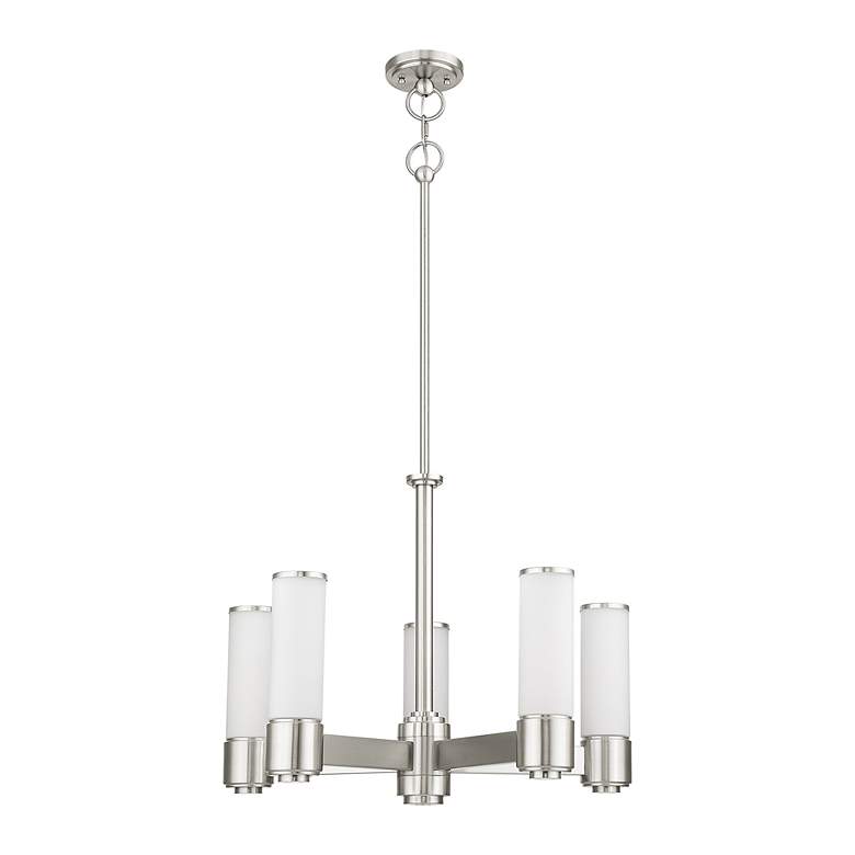 Image 3 5 Light Brushed Nickel Dinette Chandelier more views