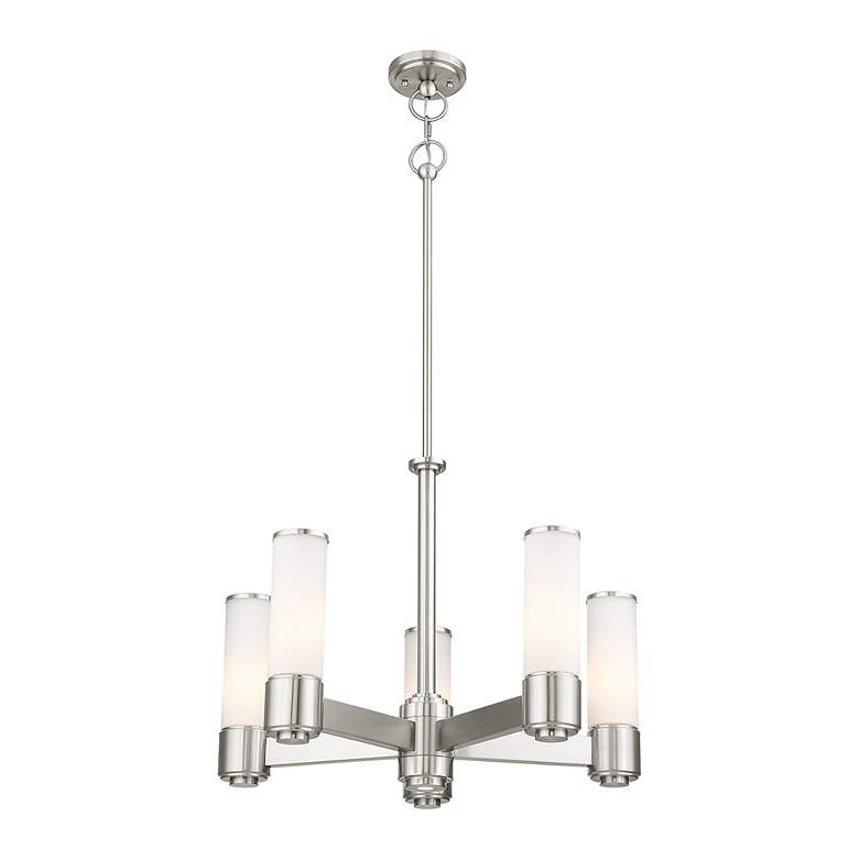 Image 4 5 Light Brushed Nickel Dinette Chandelier more views