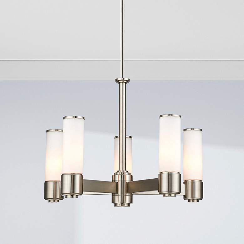 Image 7 5 Light Brushed Nickel Dinette Chandelier more views