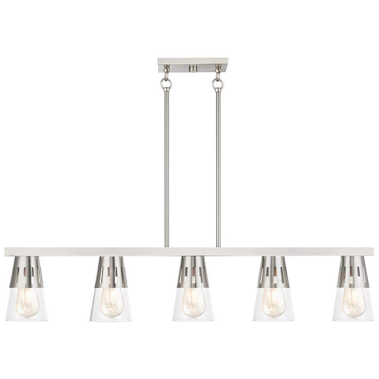 Image 1 5 Light Brushed Nickel Large Linear Chandelier