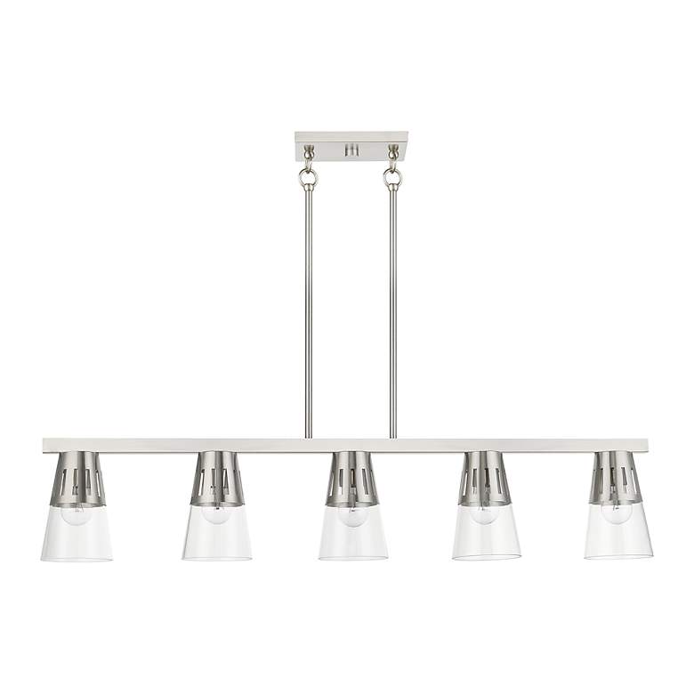 Image 4 5 Light Brushed Nickel Large Linear Chandelier more views