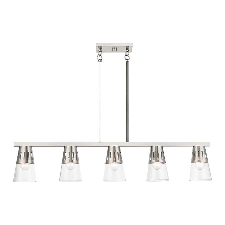 Image 5 5 Light Brushed Nickel Large Linear Chandelier more views