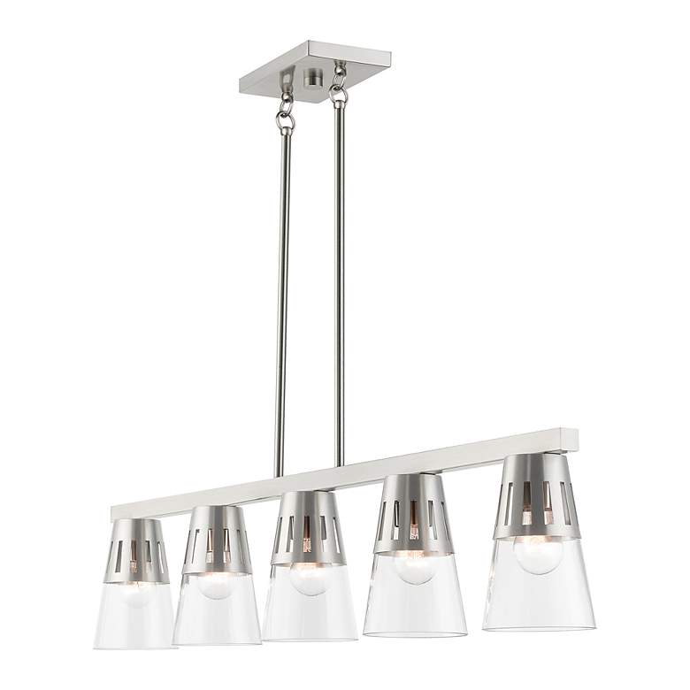Image 6 5 Light Brushed Nickel Large Linear Chandelier more views