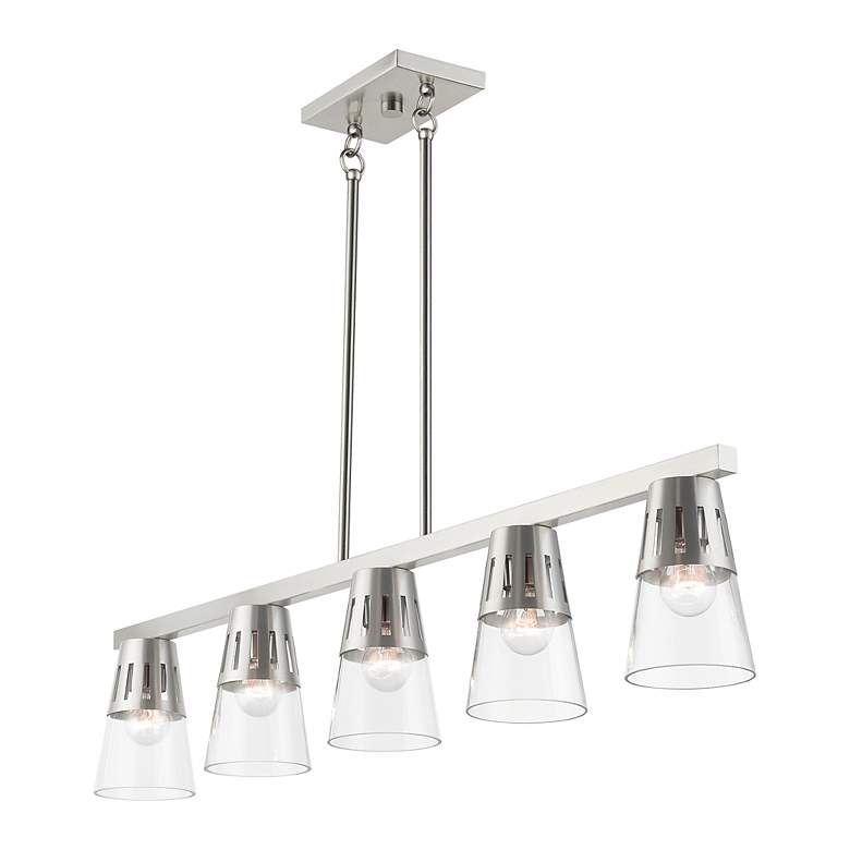 Image 7 5 Light Brushed Nickel Large Linear Chandelier more views