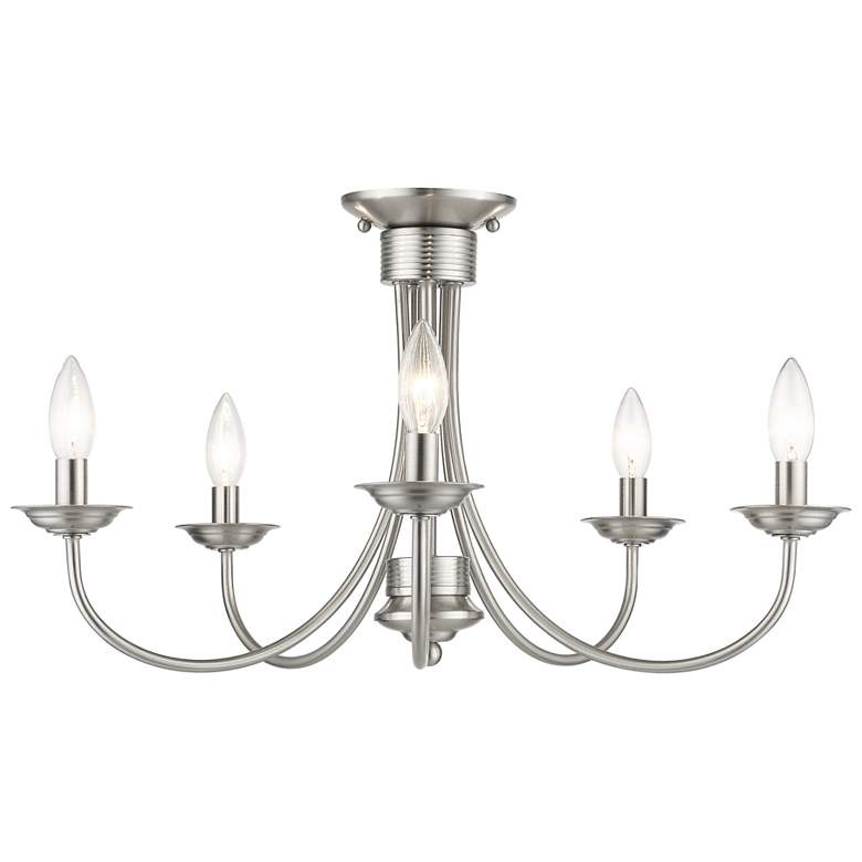 Image 1 5 Light Brushed Nickel Large Semi-Flush