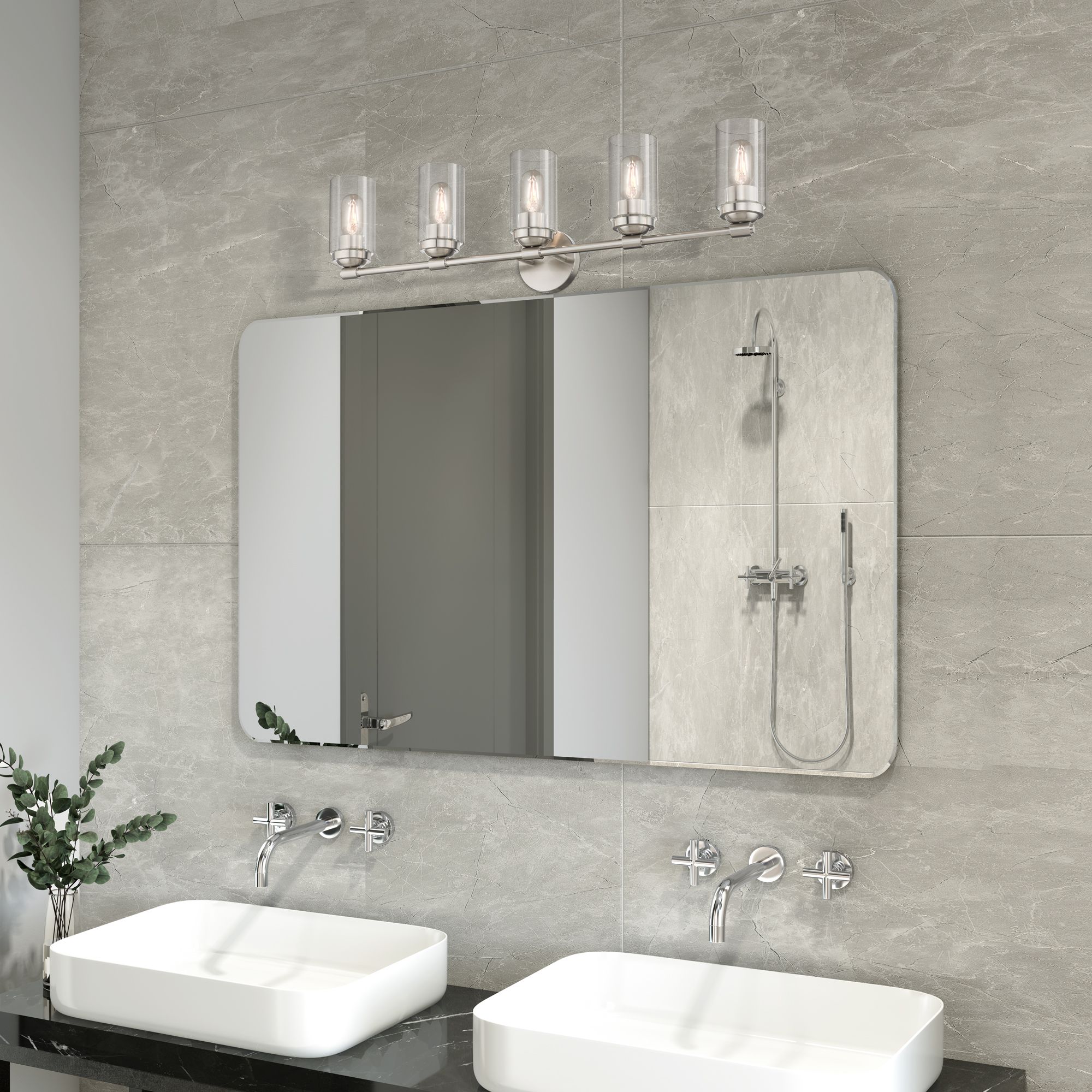 5 Light Brushed Nickel Large Vanity Sconce