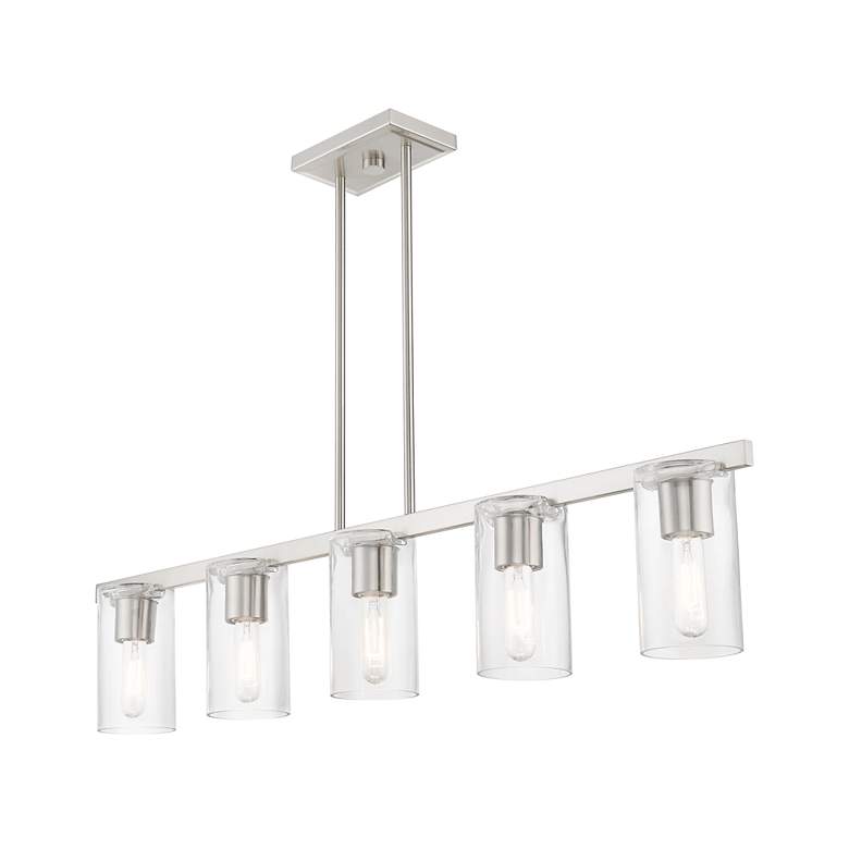 Image 3 5 Light Brushed Nickel Linear Chandelier more views