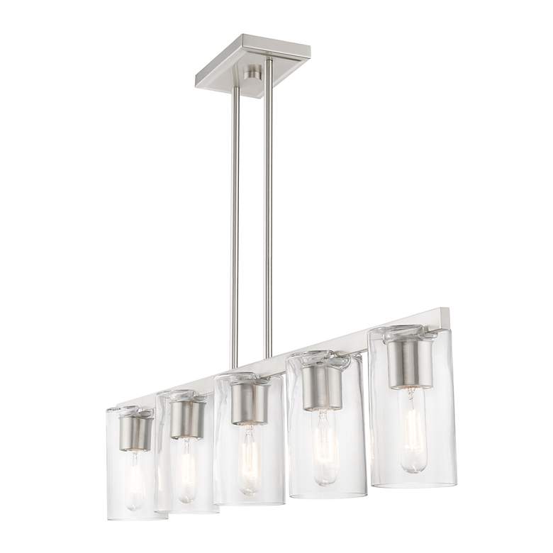 Image 4 5 Light Brushed Nickel Linear Chandelier more views