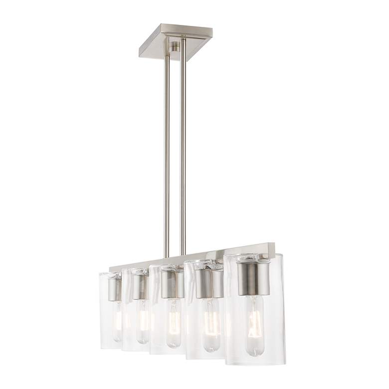 Image 5 5 Light Brushed Nickel Linear Chandelier more views