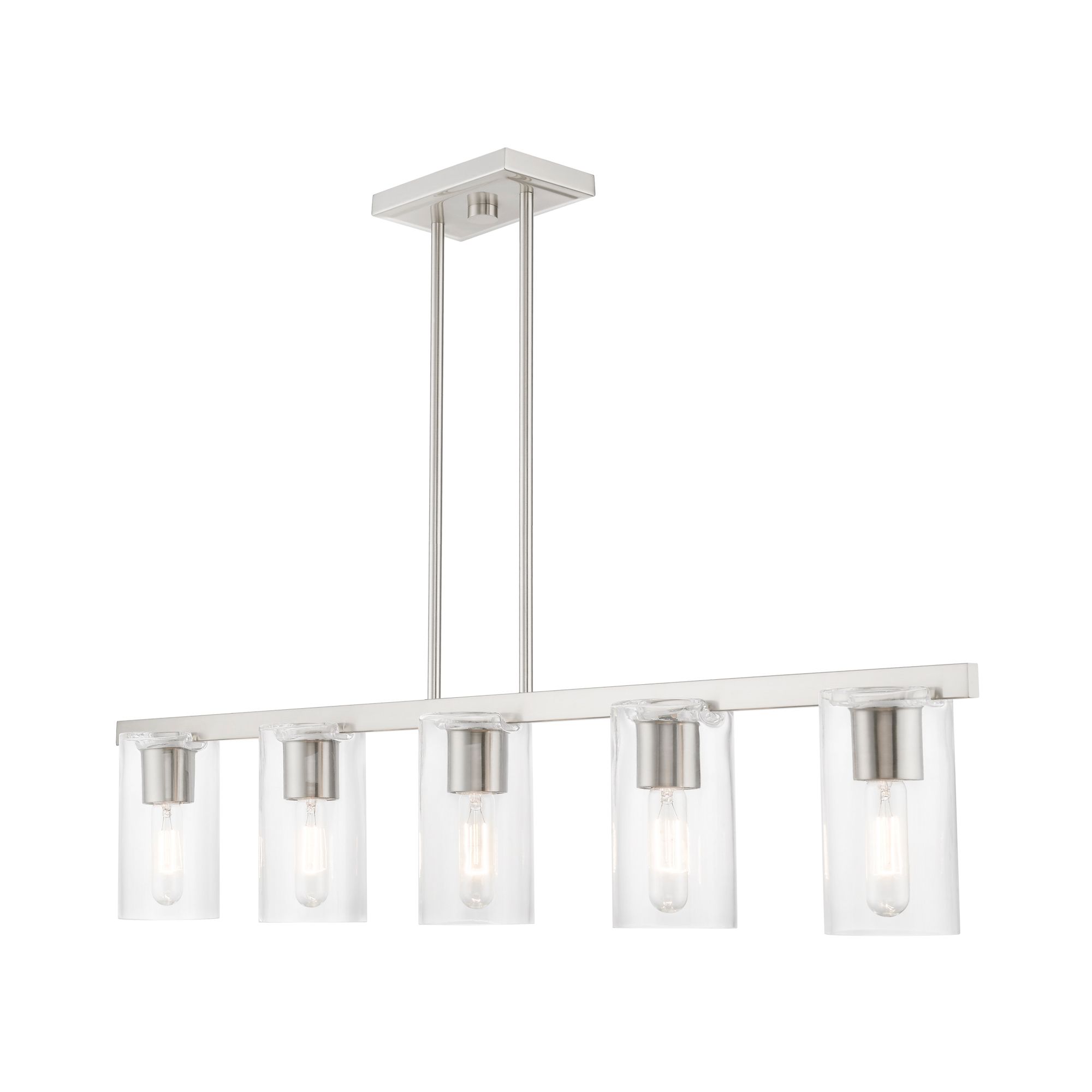 5 Light Brushed Nickel Linear Chandelier