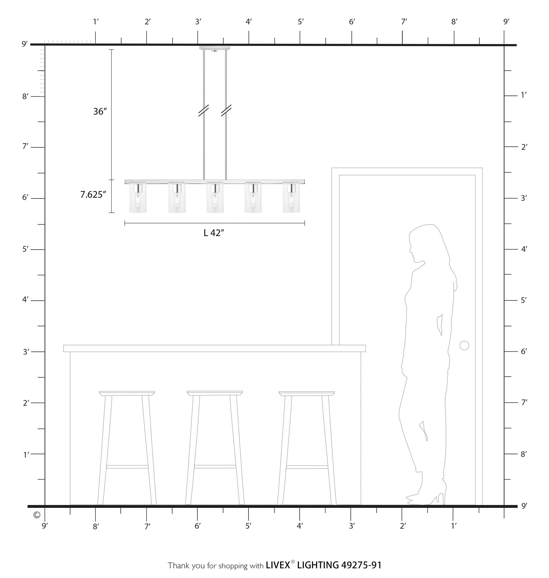 5 Light Brushed Nickel Linear Chandelier