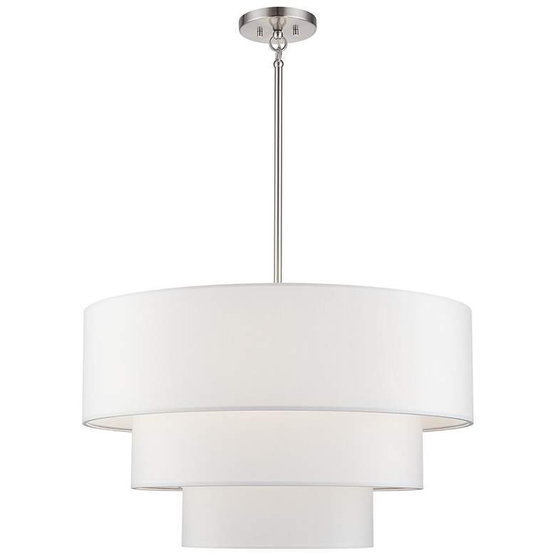 Image 2 5 Light Brushed Nickel Medium Pendant Chandelier