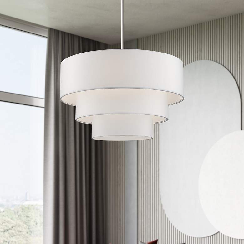 Image 1 5 Light Brushed Nickel Medium Pendant Chandelier