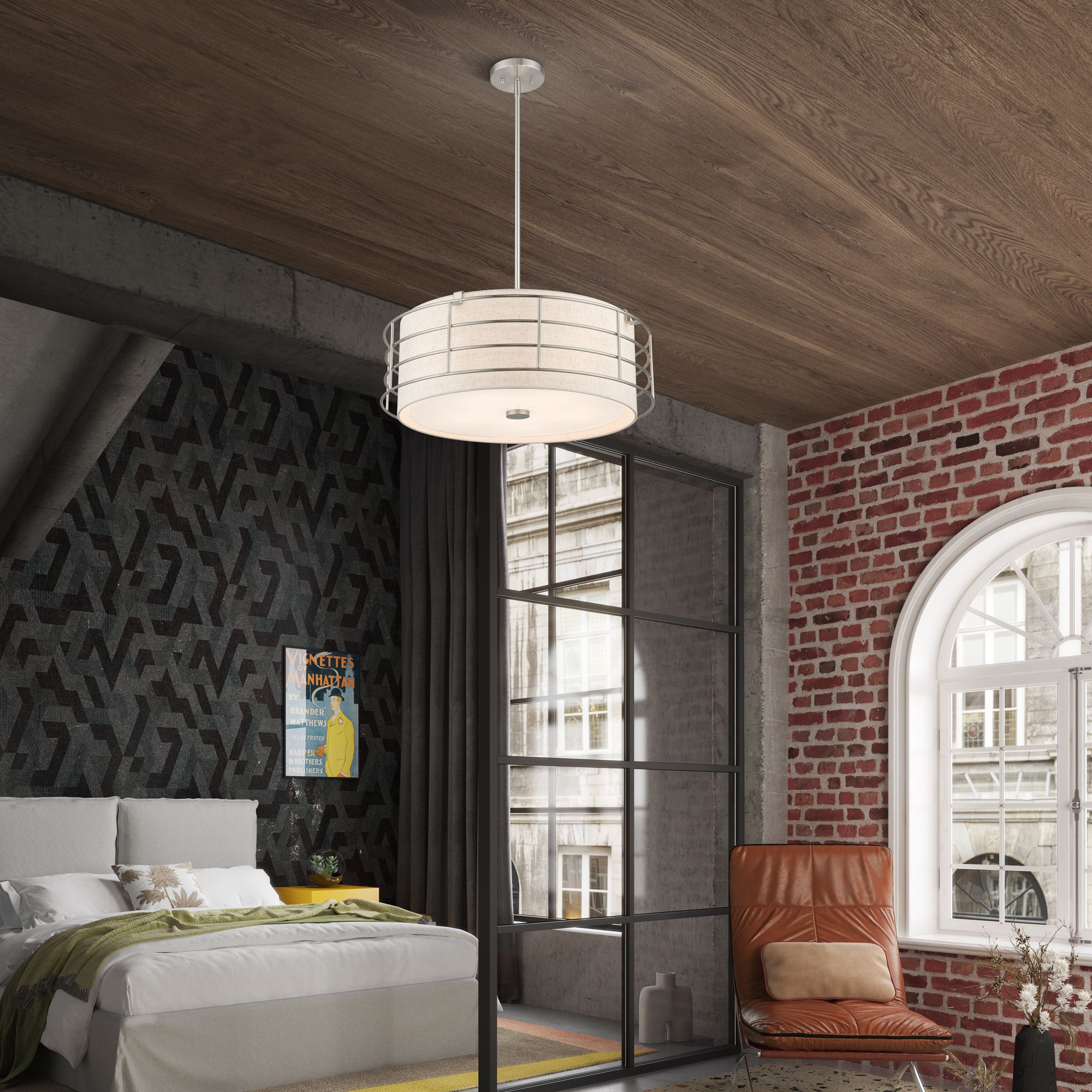 5 Light Brushed Nickel Pendant Chandelier