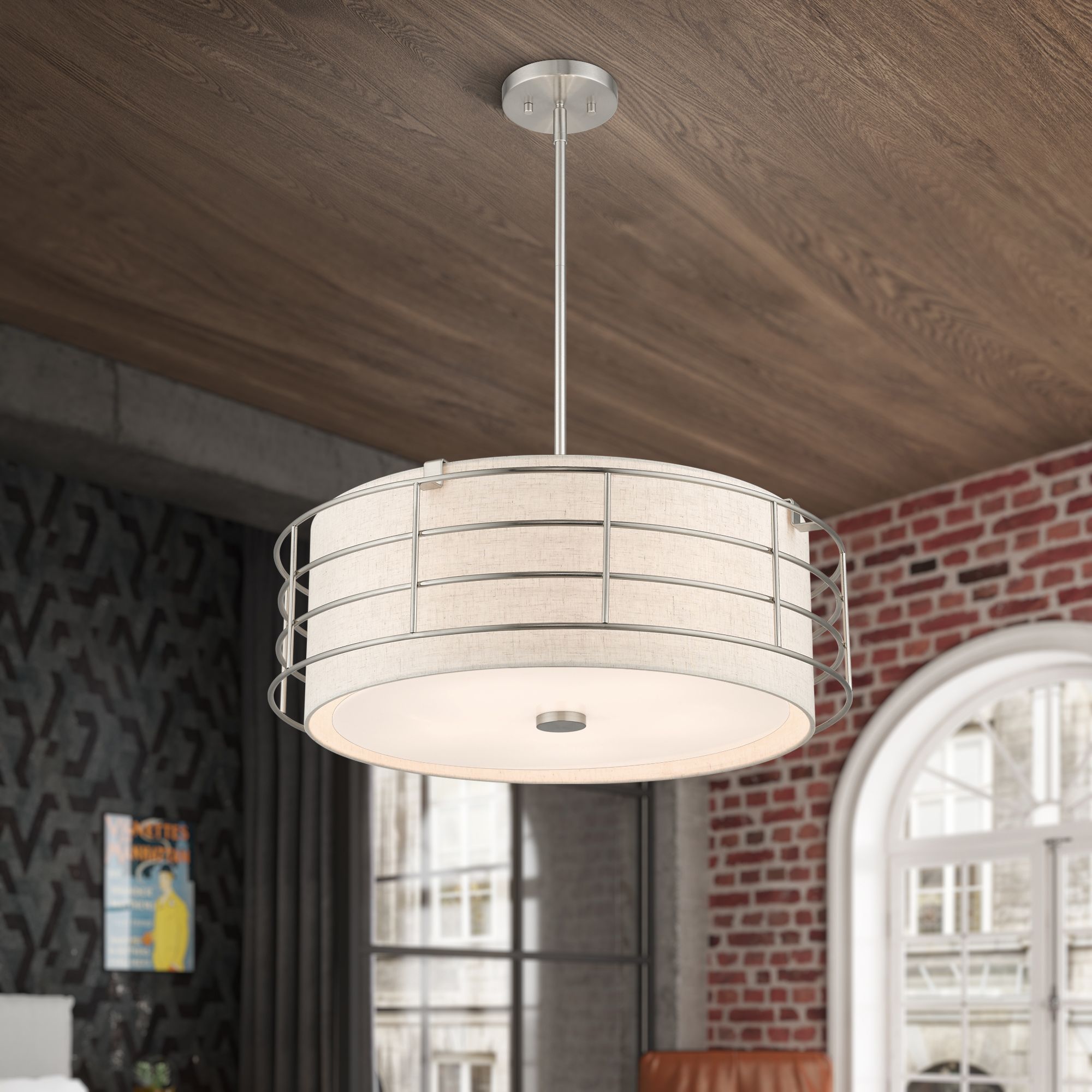 5 Light Brushed Nickel Pendant Chandelier