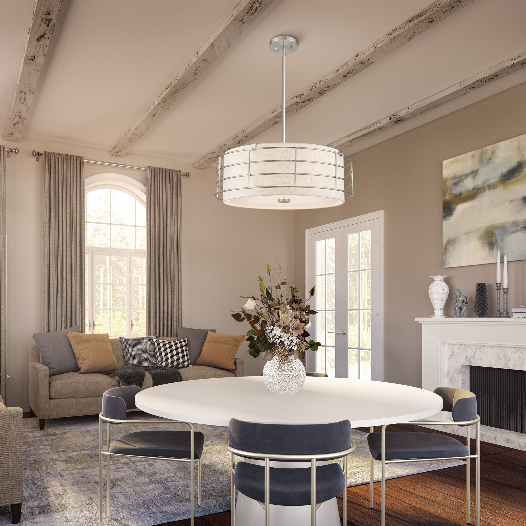 5 Light Brushed Nickel Pendant Chandelier