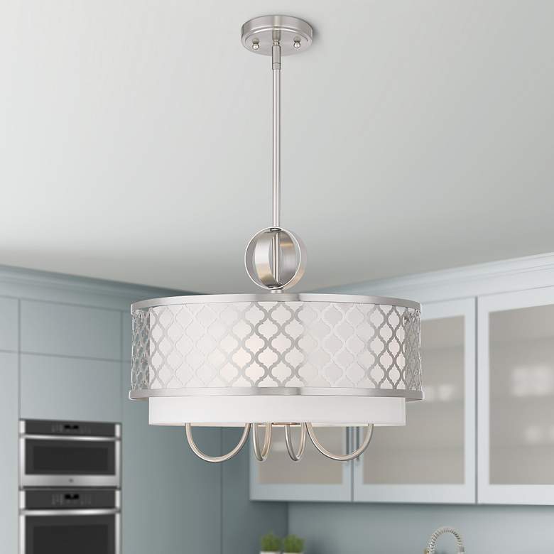 Image 1 5 Light Brushed Nickel Pendant Chandelier