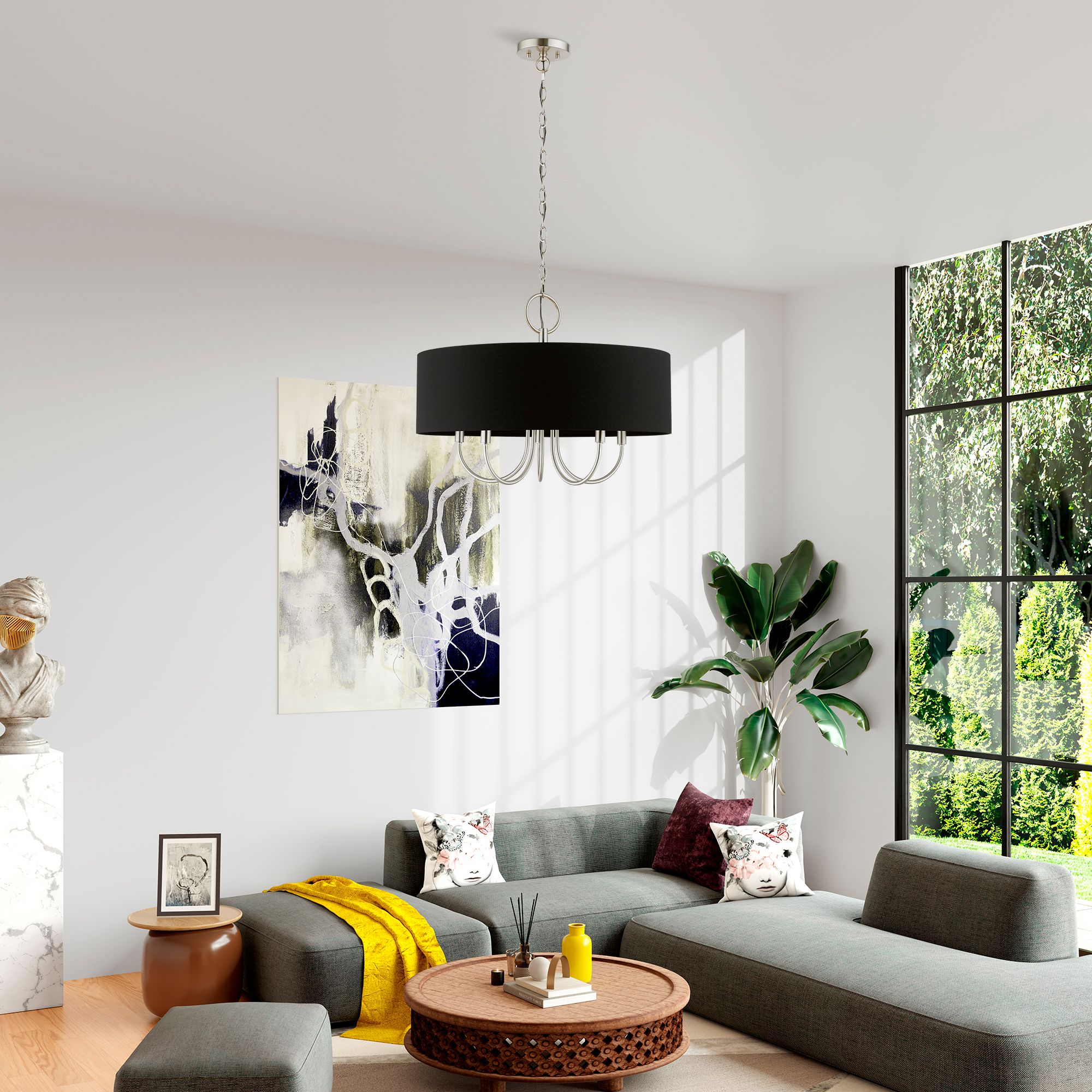 5 Light Brushed Nickel Pendant