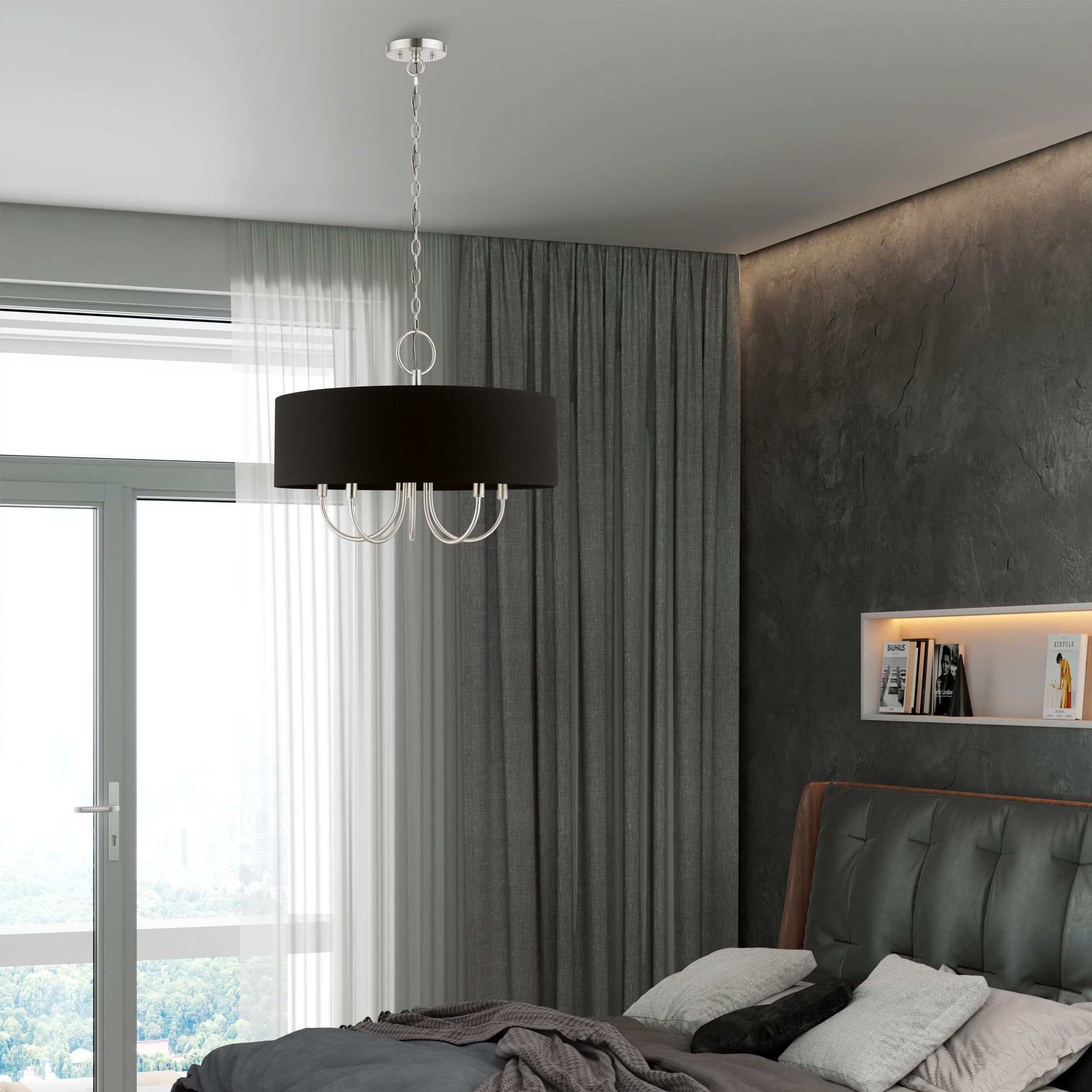 5 Light Brushed Nickel Pendant