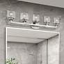 1_5 Light Brushed Nickel Vanity Sconce with Mouth Blown Clear Glass