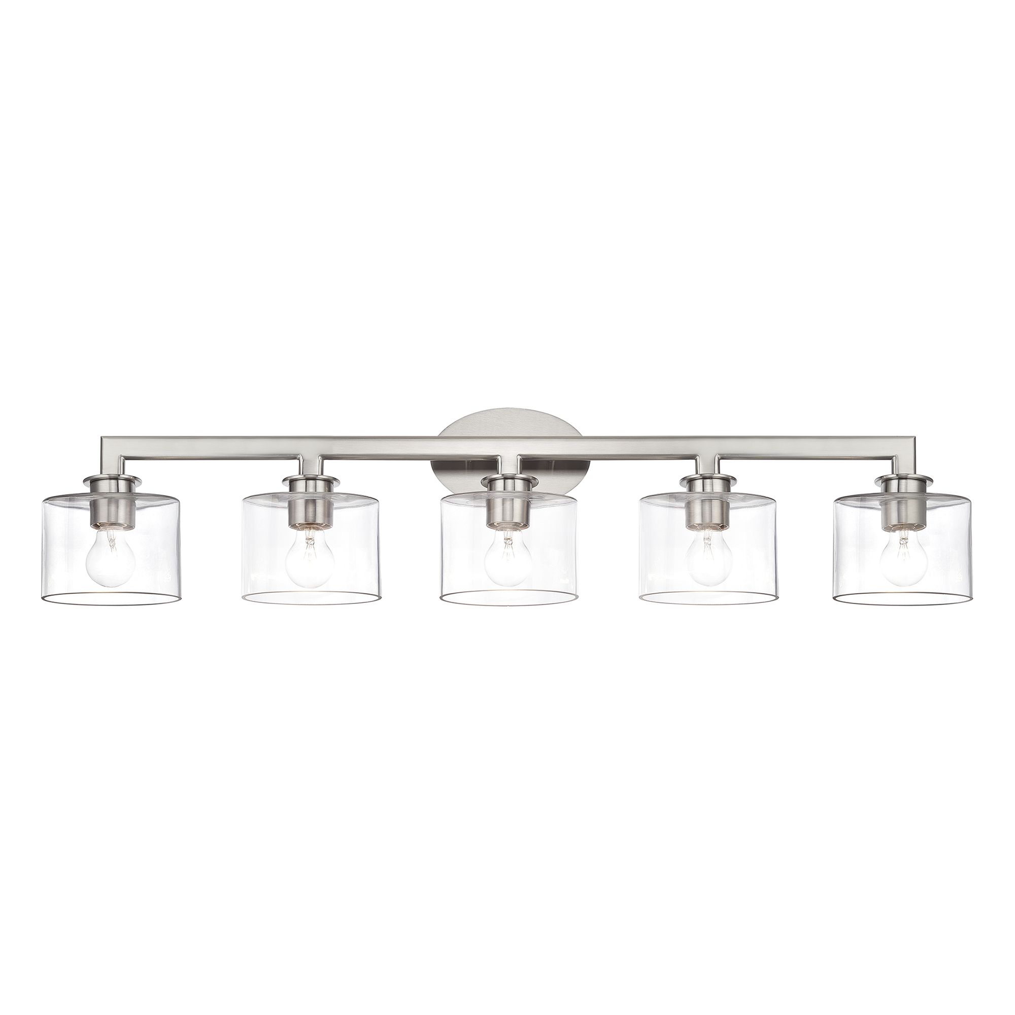 Image 4 5 Light Brushed Nickel Vanity Sconce with Mouth Blown Clear Glass more views