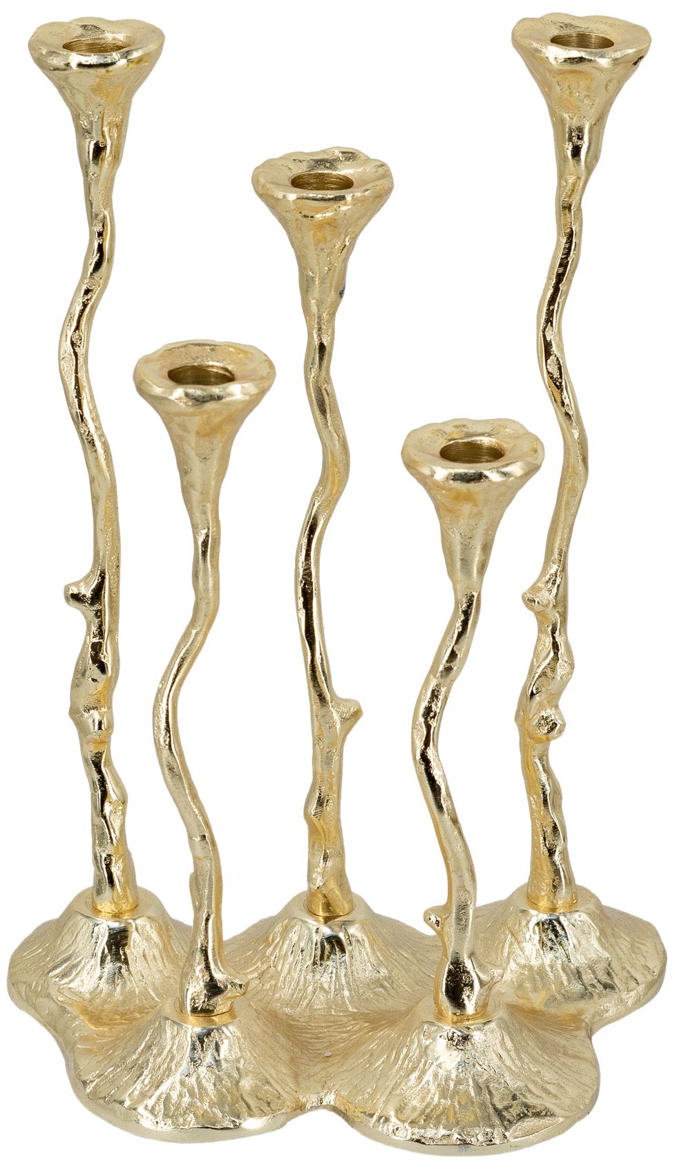 Image 2 5-Light Cast Aluminum Taper Candle Holder Gold Botanical Design