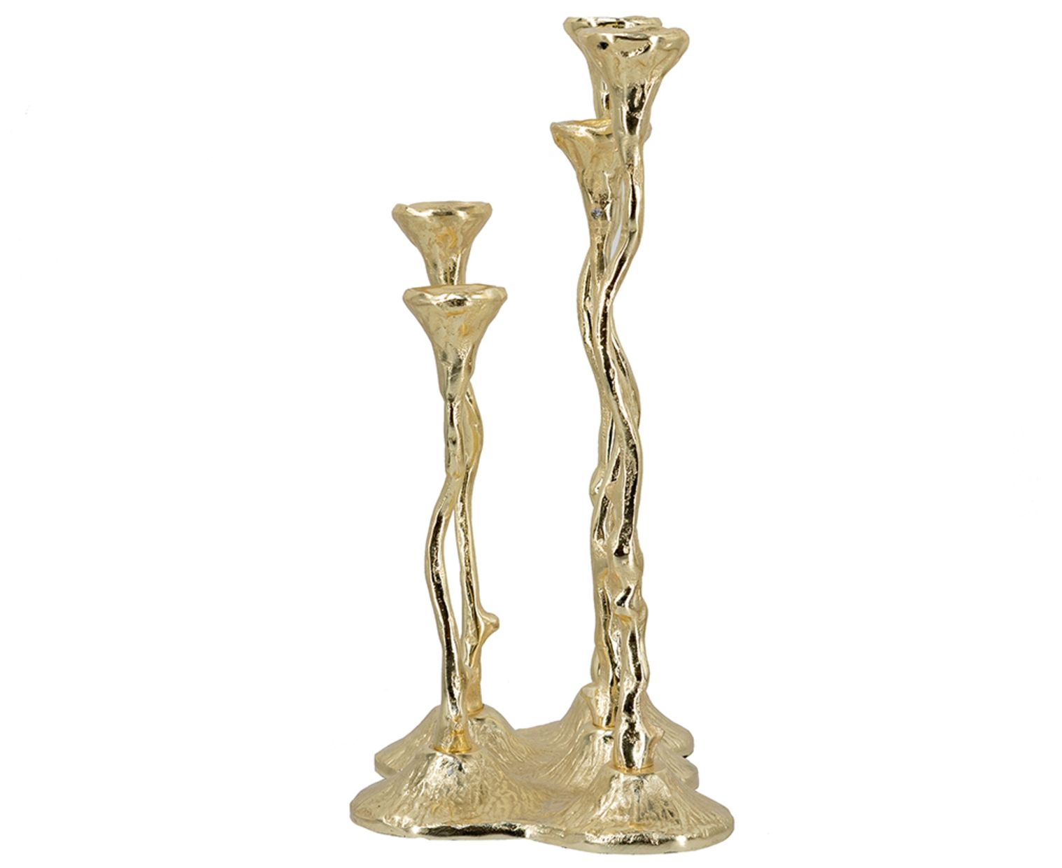 Image 5 5-Light Cast Aluminum Taper Candle Holder Gold Botanical Design more views