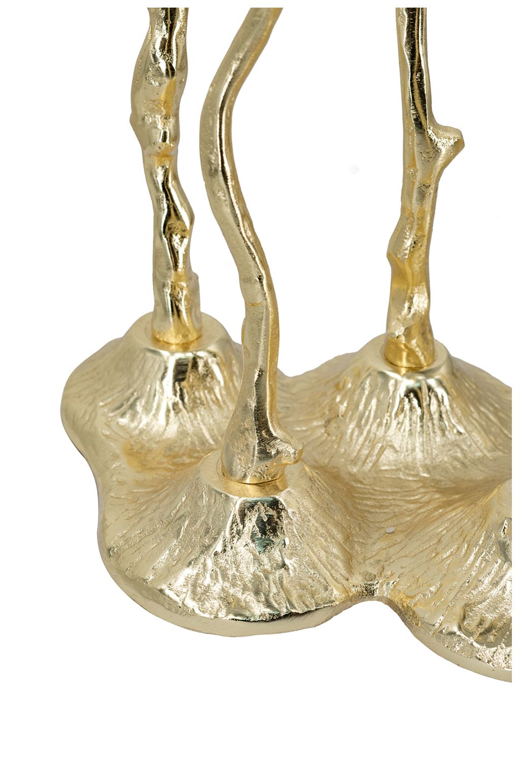 Image 6 5-Light Cast Aluminum Taper Candle Holder Gold Botanical Design more views