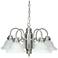 5 Light Chandelier Brushed Nickel / Alabaster Glass