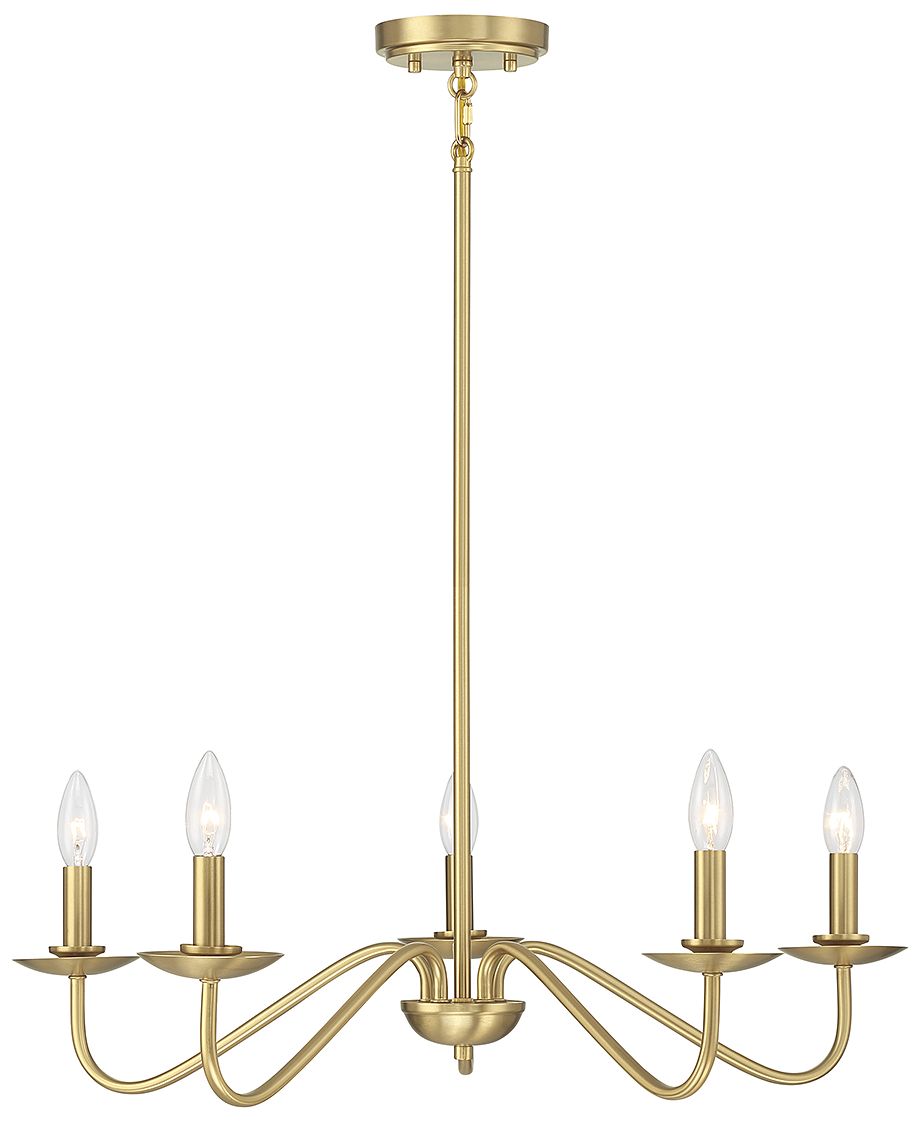 5-Light Chandelier in Natural Brass
