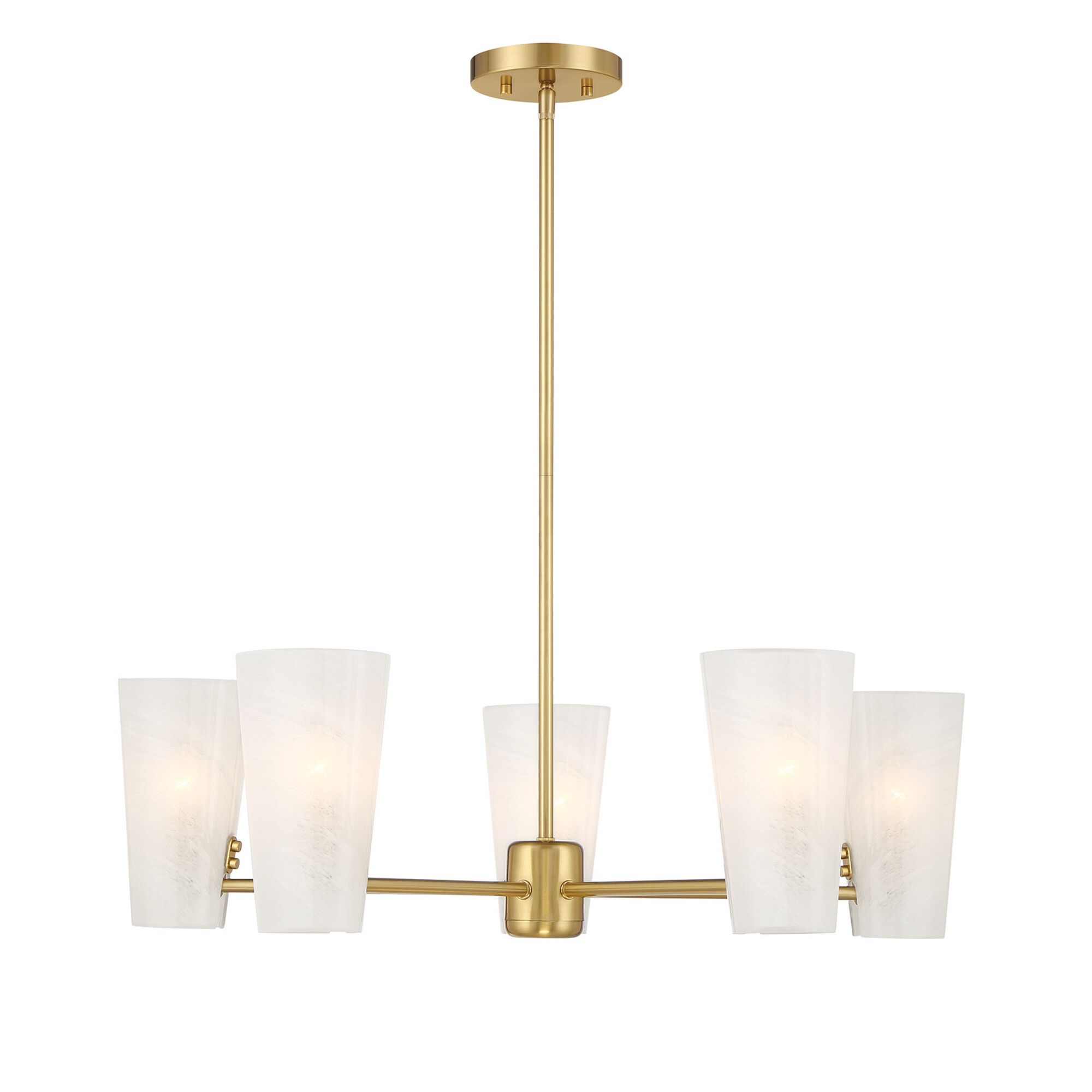 5-Light Chandelier in Natural Brass
