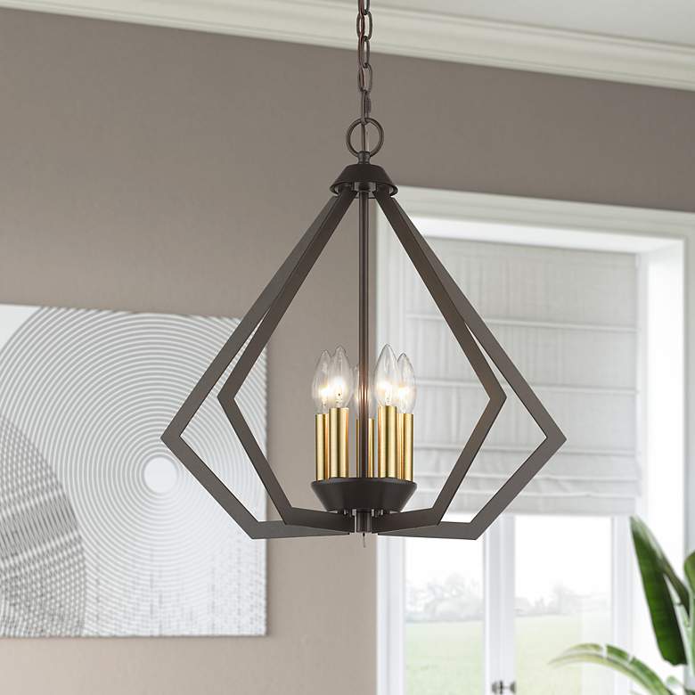 Image 1 5 Light English Bronze Chandelier with Antique Brass Finish Accents