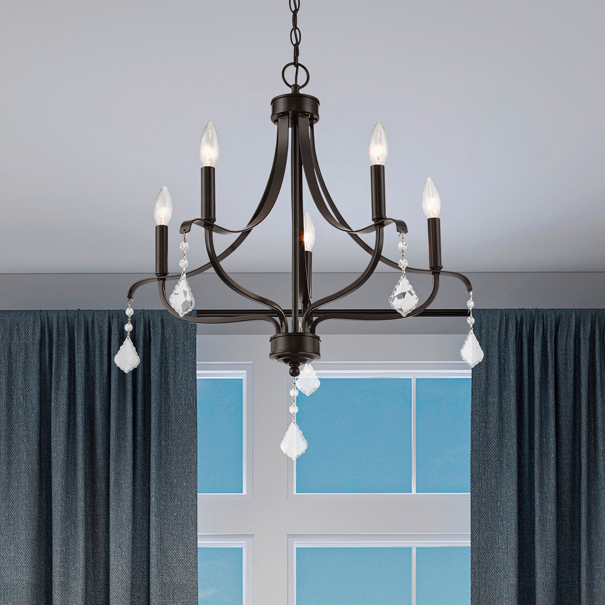 5 Light English Bronze Chandelier