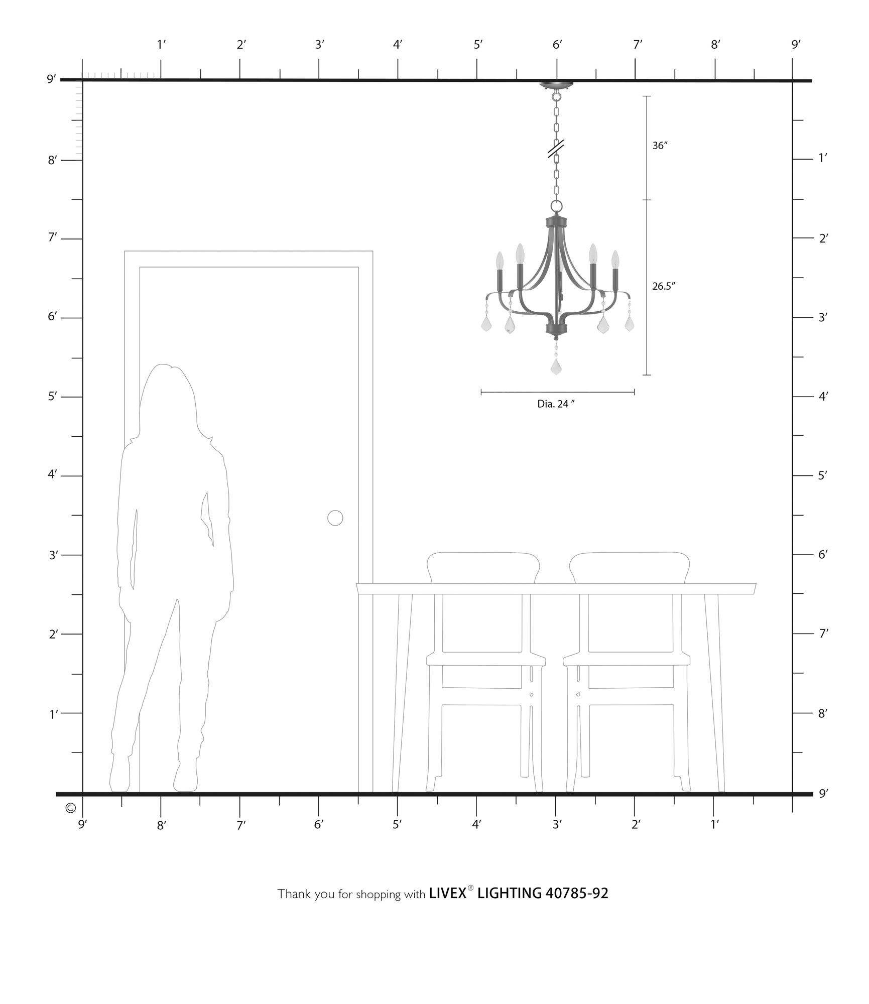 5 Light English Bronze Chandelier