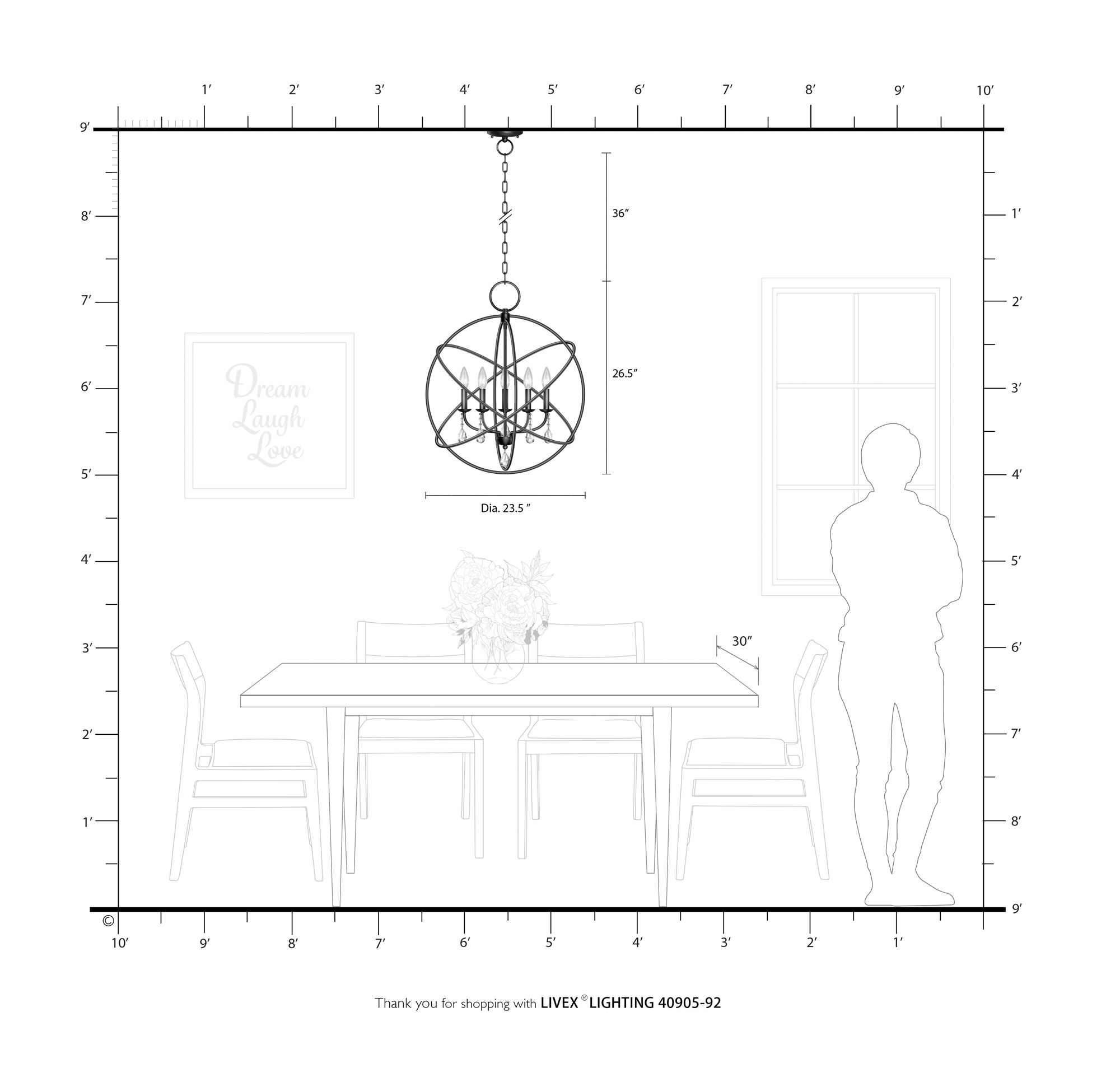 5 Light English Bronze Chandelier