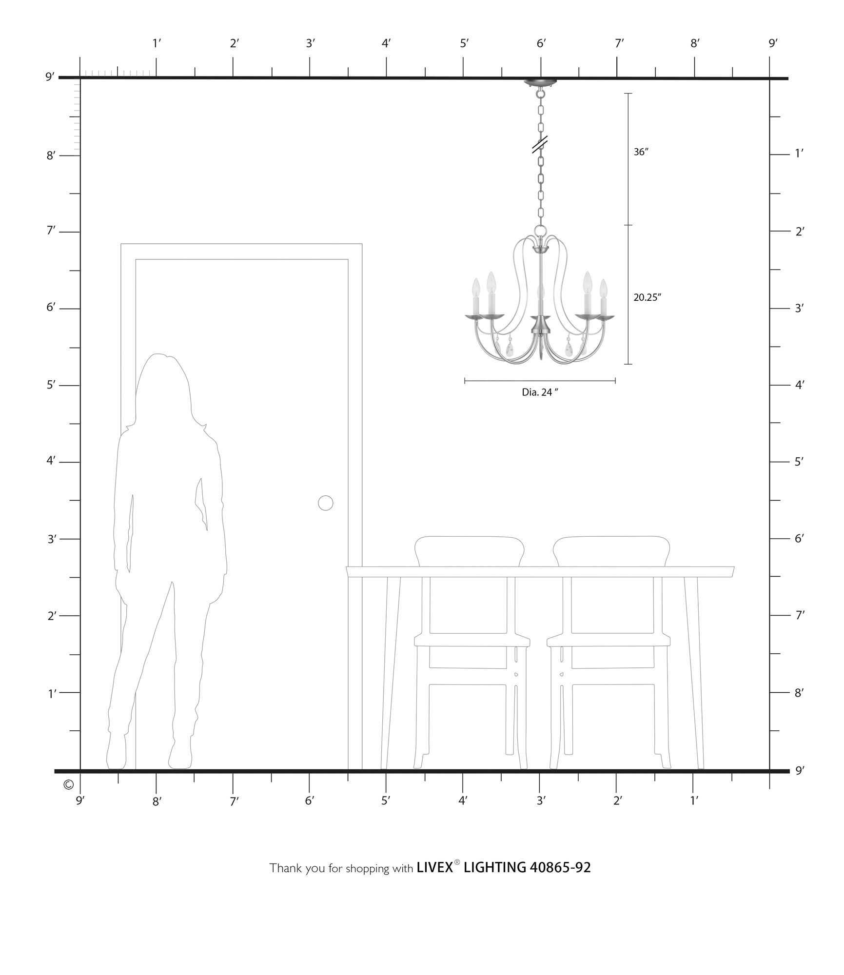 5 Light English Bronze Chandelier in scene